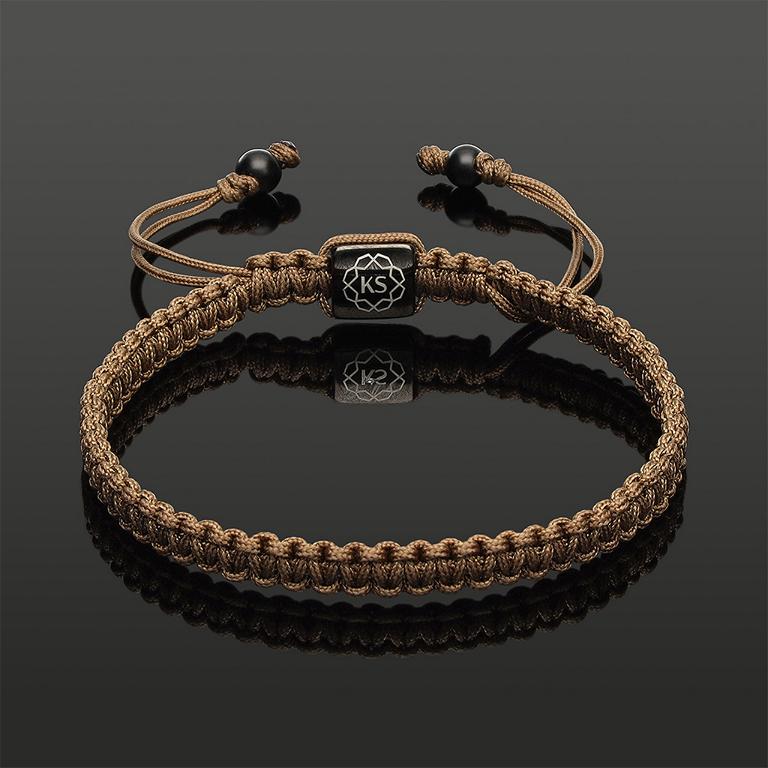 Makramee-Armband mit Onyx & Perlseide-Knoten in 4mm