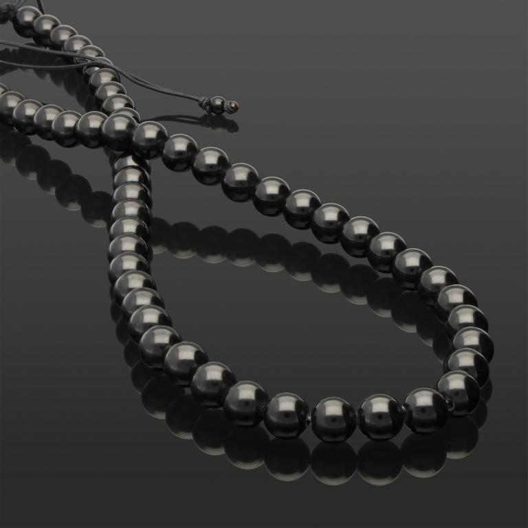 BLACK TURMALIN 8MM &amp; 925 Silber | Essential Makramee-Halskette