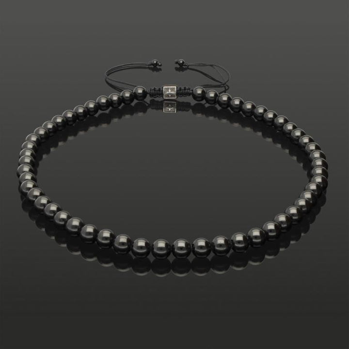 BLACK TURMALIN 8MM &amp; 925 Silber | Essential Makramee-Halskette