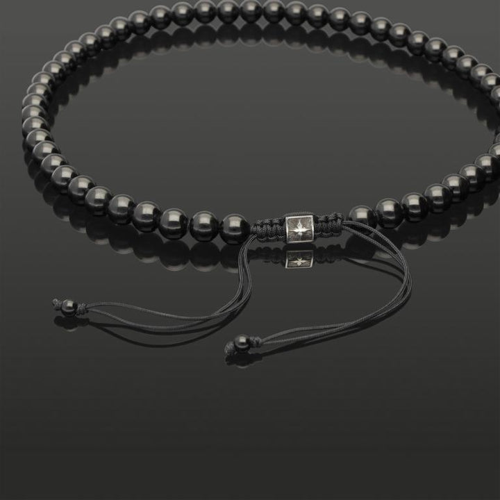 BLACK TURMALIN 8MM &amp; 925 Silber | Essential Makramee-Halskette