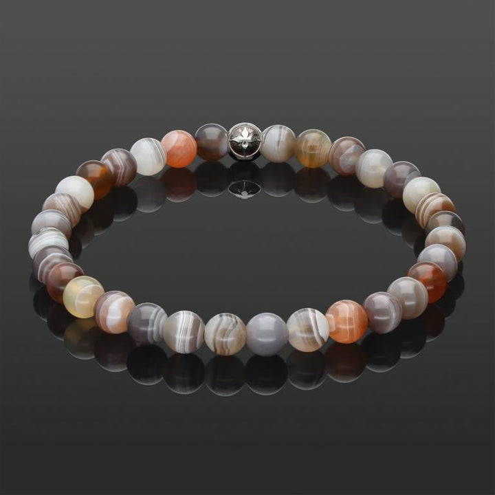 BOTSWANA ACHAT 6MM | 925 SILBER | Essential SkyFlex-Armband