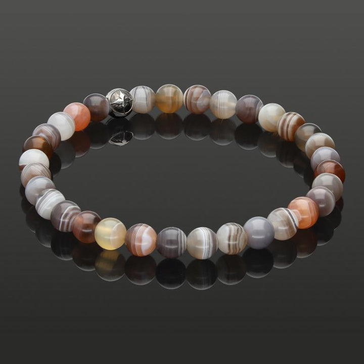 BOTSWANA ACHAT 6MM | 925 SILBER | Essential SkyFlex-Armband