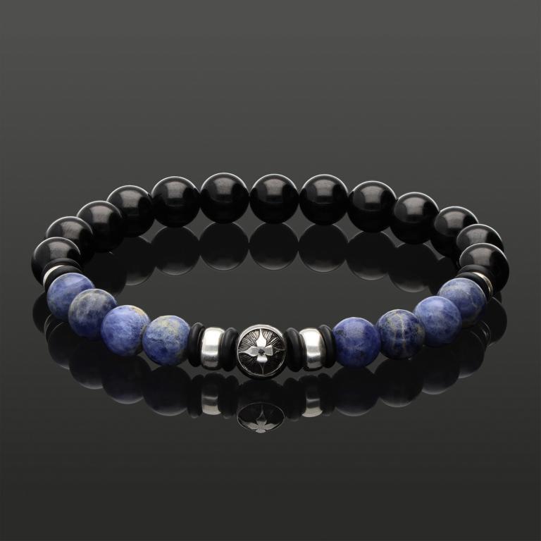TURMALIN SODALITH ONYX 8MM | 925 Silber | Essential SkyFlex-Armband