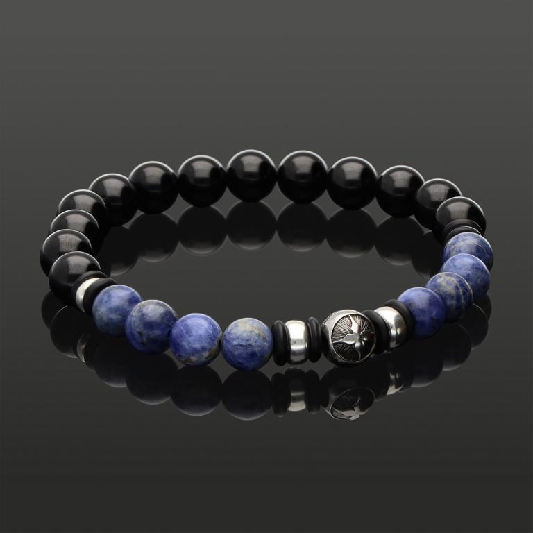 TURMALIN SODALITH ONYX 8MM | 925 Silber | Essential SkyFlex-Armband