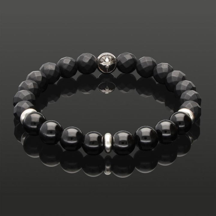 TURMALIN &amp; MATTER ONYX 8 MM | 925 SILBER | Essential SkyFlex-Armband