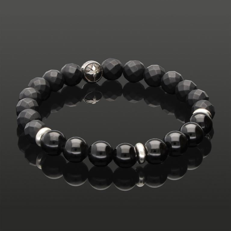 TURMALIN &amp; MATTER ONYX 8 MM | 925 SILBER | Essential SkyFlex-Armband
