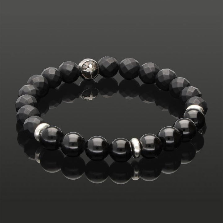 TURMALIN &amp; MATTER ONYX 8 MM | 925 SILBER | Essential SkyFlex-Armband