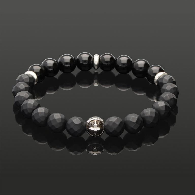TURMALIN &amp; MATTER ONYX 8 MM | 925 SILBER | Essential SkyFlex-Armband
