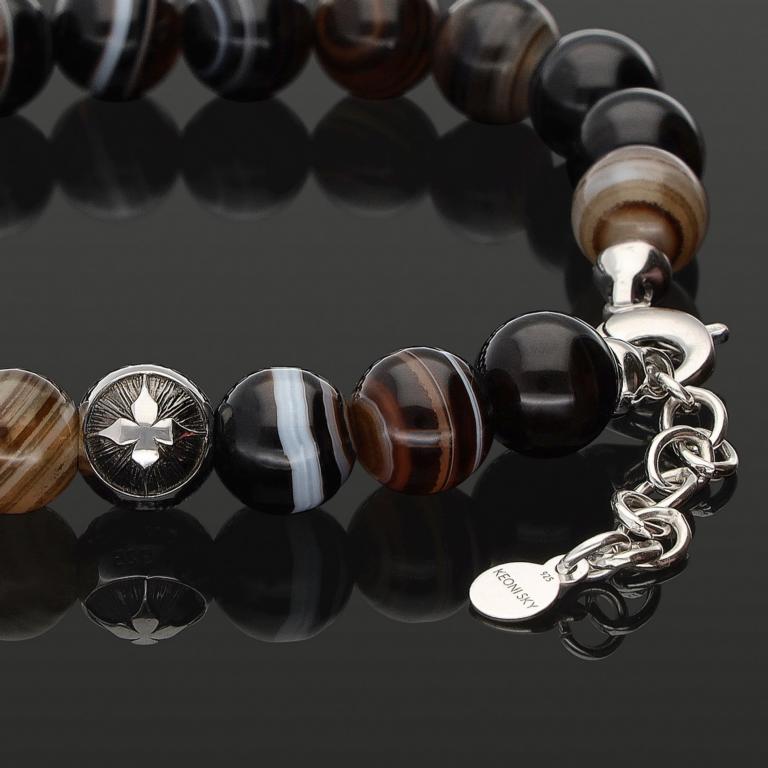 SARDONYX 8 MM | 925 SILBER | Essential Karabiner-Armband