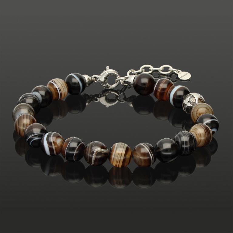 SARDONYX 8 MM | 925 SILBER | Essential Karabiner-Armband