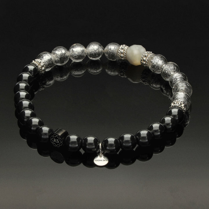 Damen SkyFlex-Armband mit Perlmutt, Murano-Glas, 925 Silber &amp; Hämatit