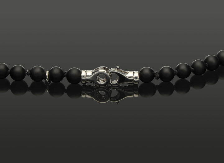 Halskette mit Chrysokoll, Onyx &amp; 925 Silber in 6 mm
