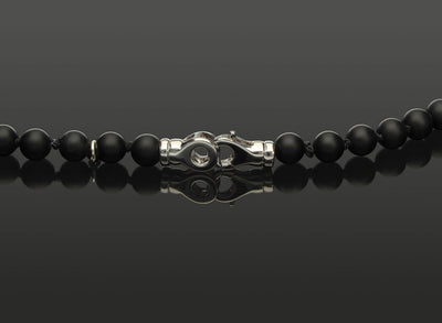 Halskette mit Chrysokoll, Onyx & 925 Silber in 6 mm