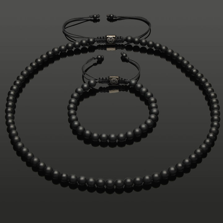 Makramee-Halskette aus mattem Onyx