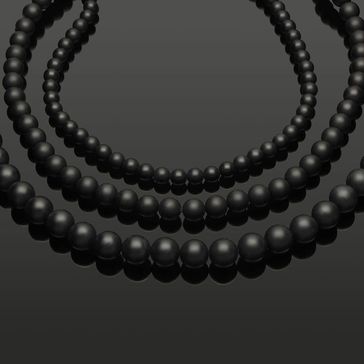 Makramee-Armband aus mattem Onyx