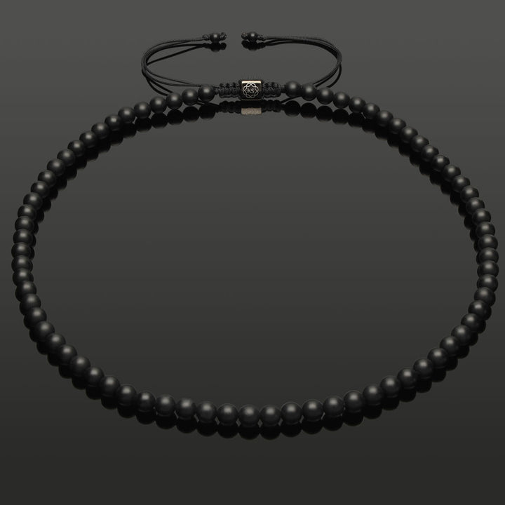Makramee-Halskette aus mattem Onyx