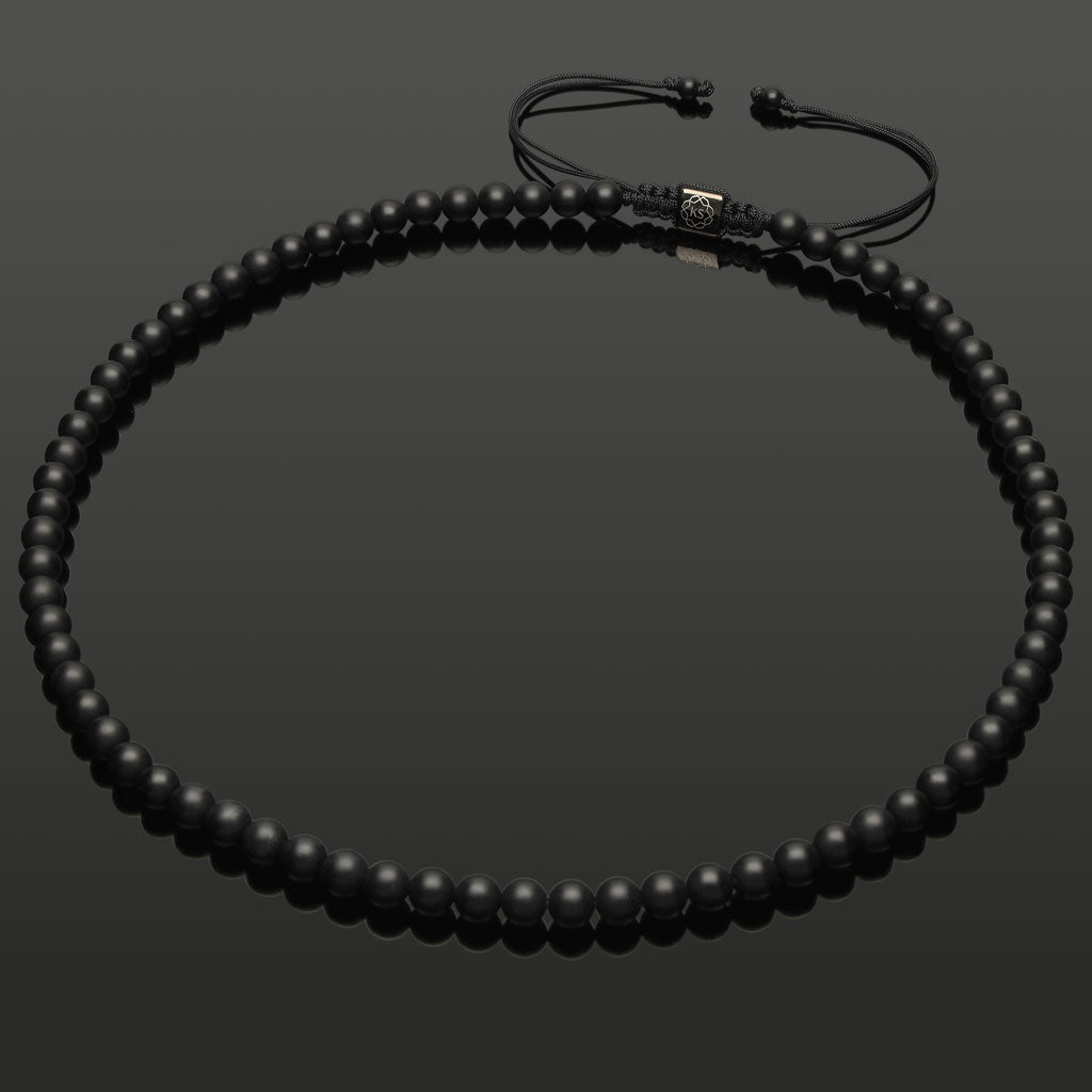 Makramee-Halskette aus mattem Onyx