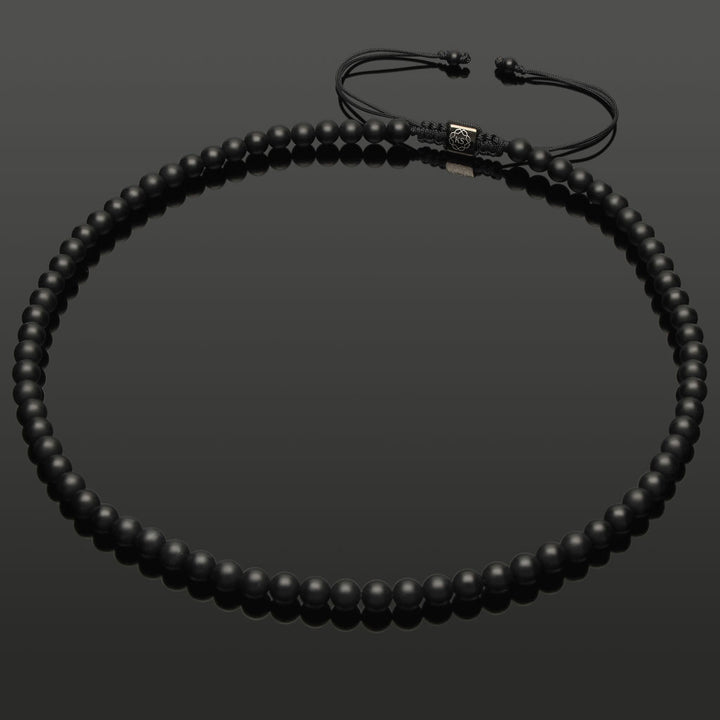 Makramee-Halskette aus mattem Onyx