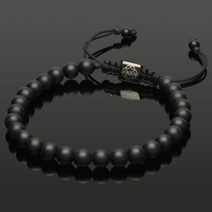 Makramee-Armband aus mattem Onyx