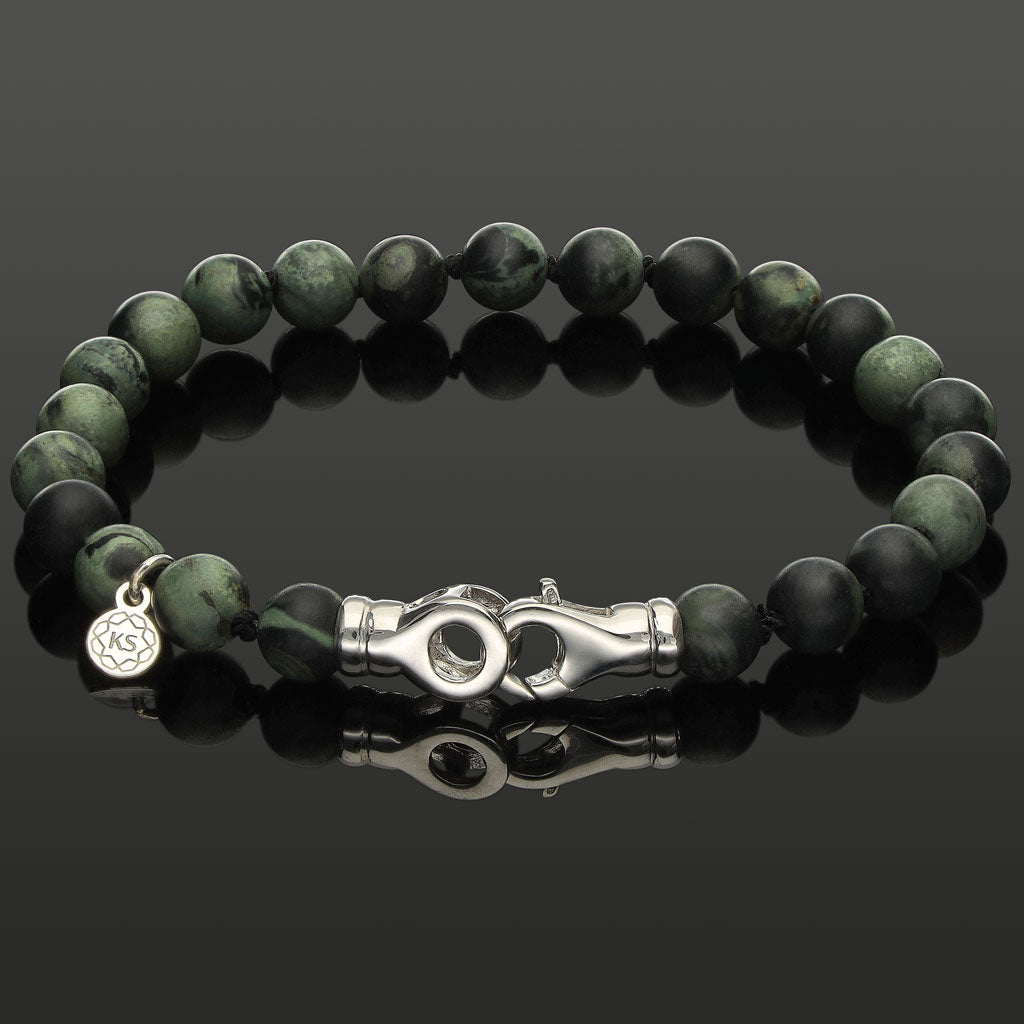 Armband aus Regenwald-Jaspis & 925 Silber in 6mm