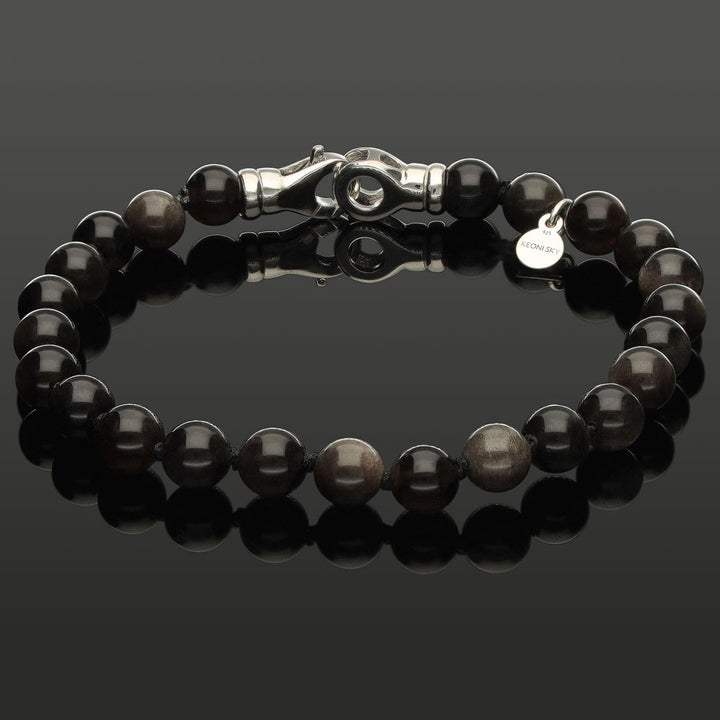 Armband aus Silber-Obsidian &amp; 925 Silber in 6mm