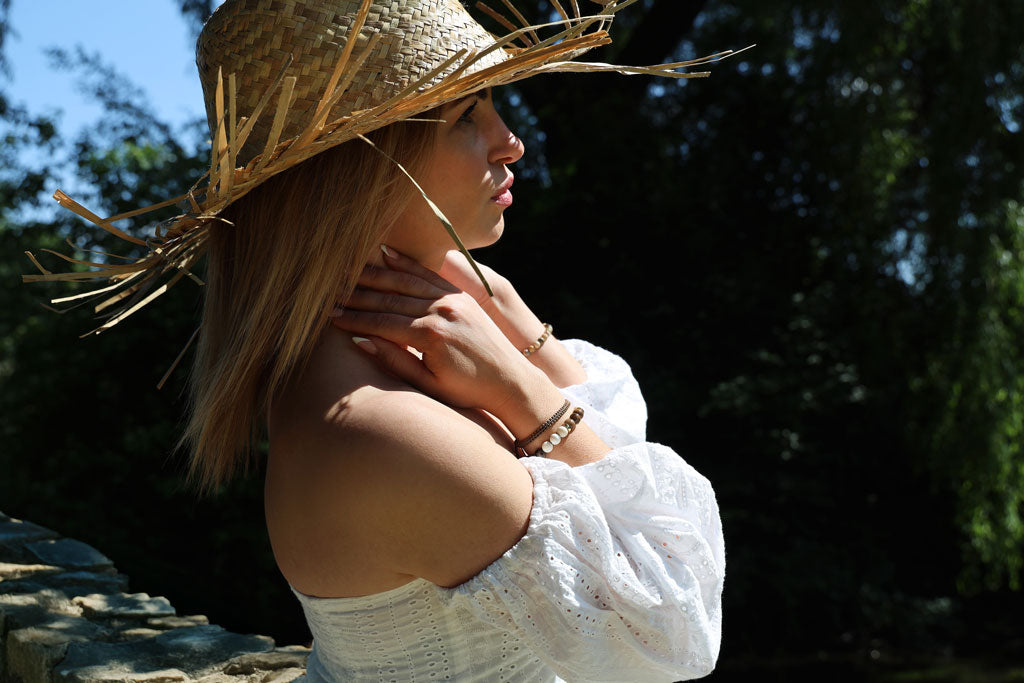 Makramee-Armband mit Onyx & Perlseide-Knoten in 4mm