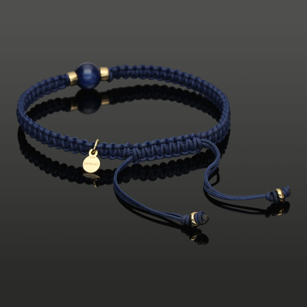 SkyLight Makramee-Armband mit Kyanit in 8mm, 585 Gelbgold &amp; Perlseide-Knoten in 4mm