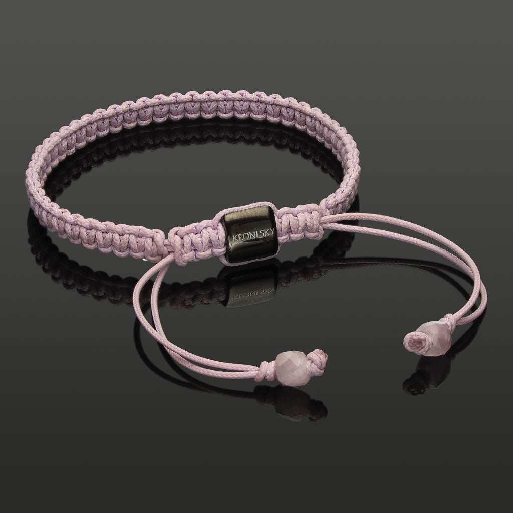 Makramee-Armband mit Kunzit & Perlseide-Knoten in 4mm