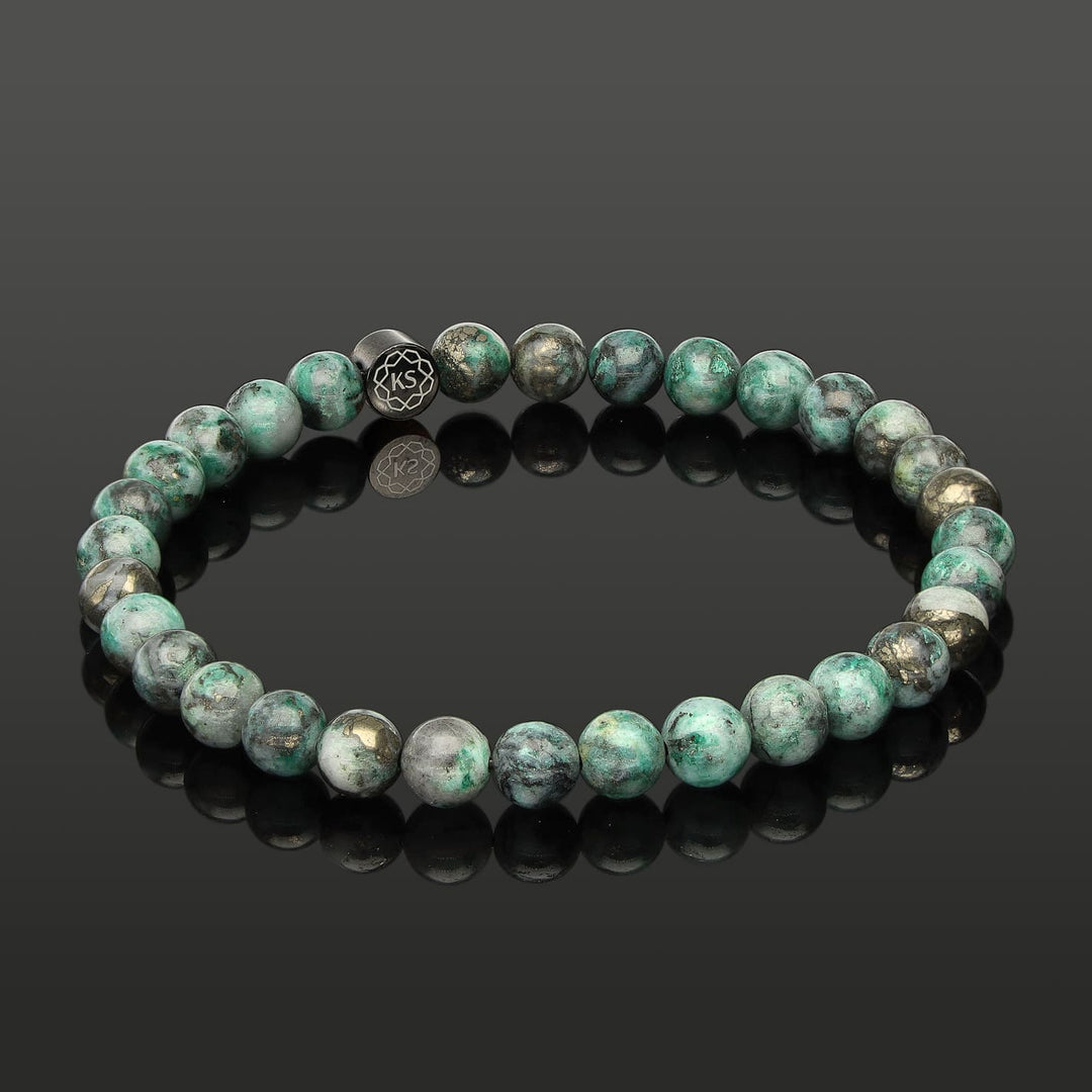SkyFlex-Armband aus Pyrit in grüner Jade