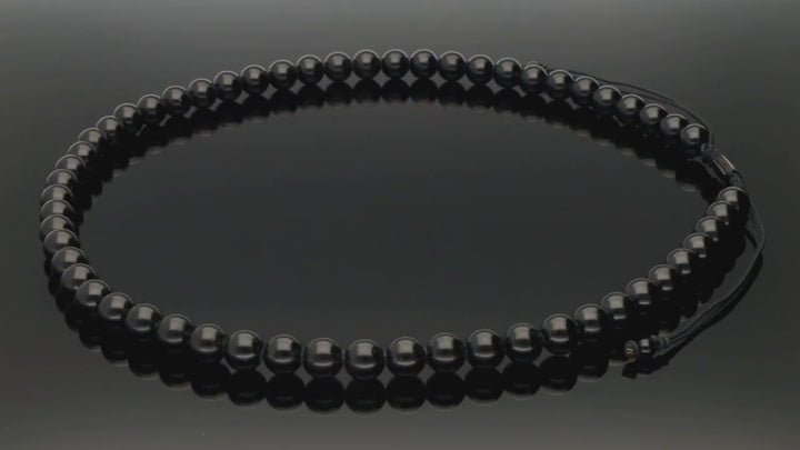 BLACK TURMALIN 8MM &amp; 925 Silber | Essential Makramee-Halskette