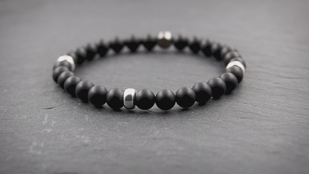 Herren SkyFlex-Armband aus Onyx &amp; 925 Silber in 6mm