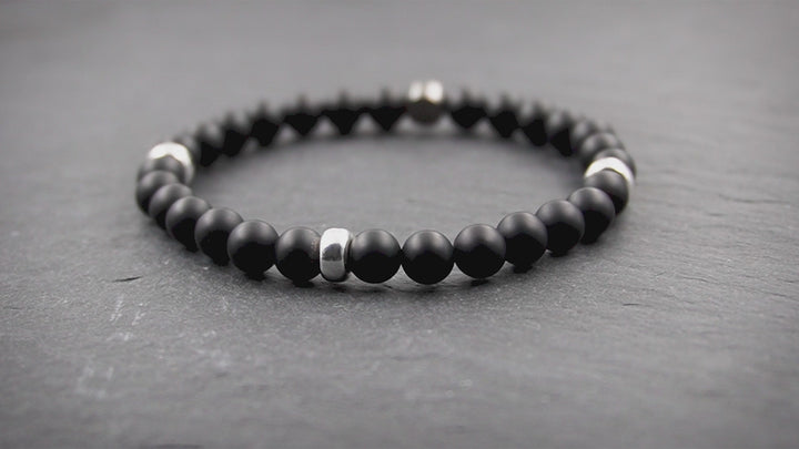 Herren SkyFlex-Armband aus Onyx &amp; 925 Silber in 6mm