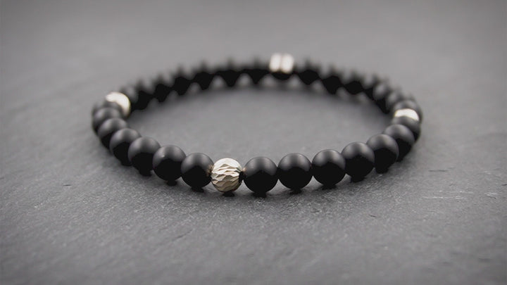 Damen SkyFlex-Armband aus Onyx &amp; 925 Silber in 6mm