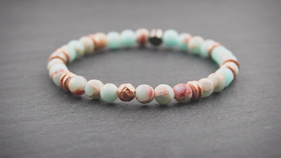 Damen Perlenarmband aus Aqua Terra Jaspis & 18 Karat vergoldetem Silber in 6mm