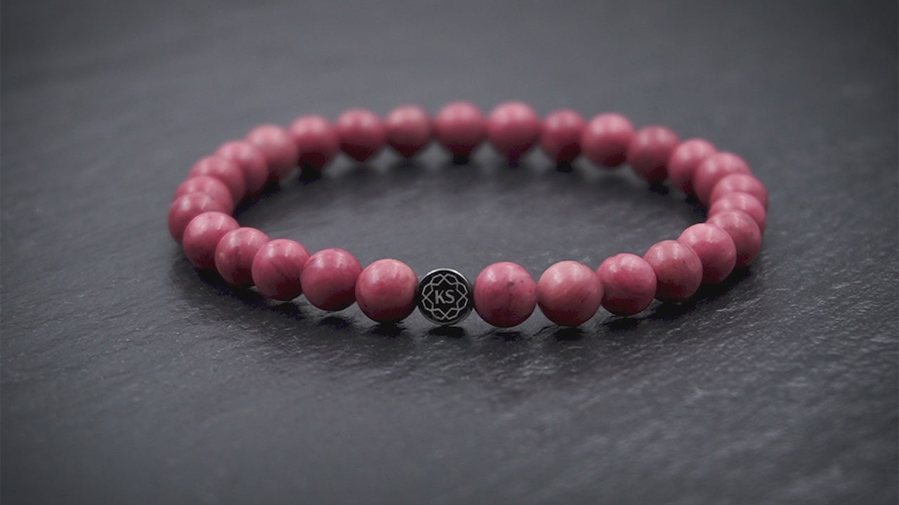 Damen Perlenarmband aus rosa Rhodonit in 6mm