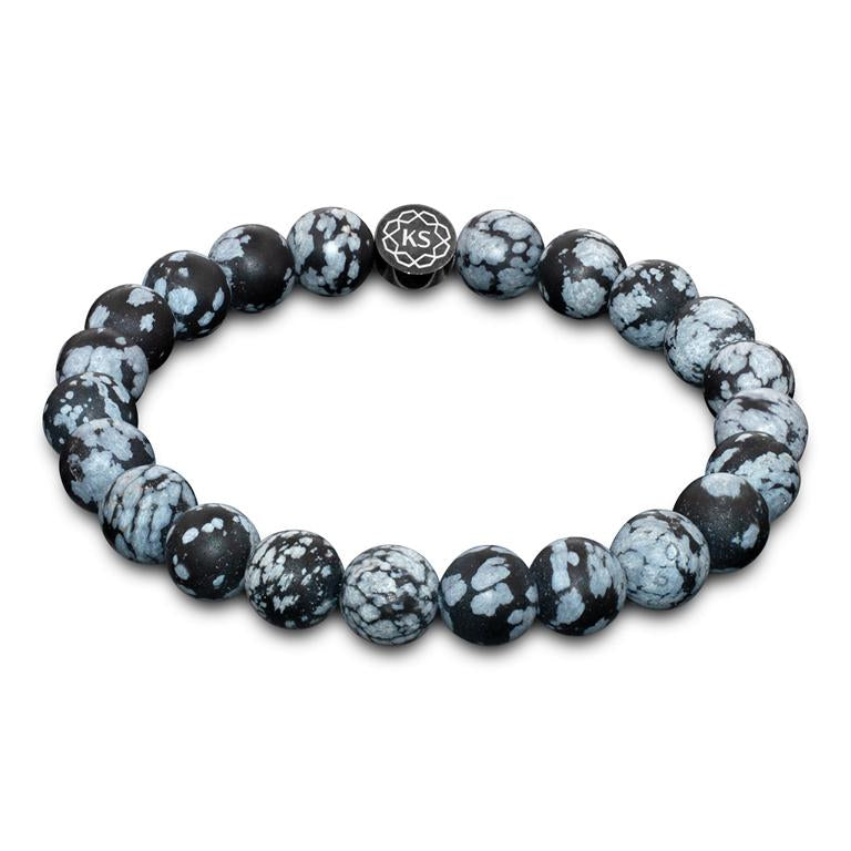 Perlenarmband aus Schneeflocken-Obsidian