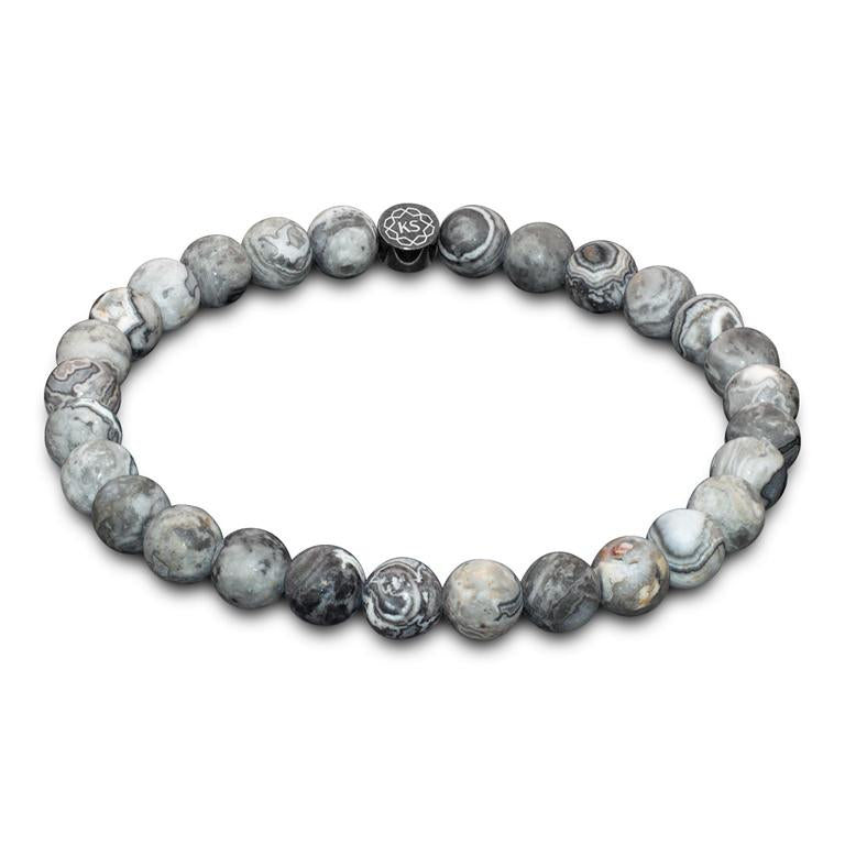 Perlenarmband aus grauem Bilder-Jaspis