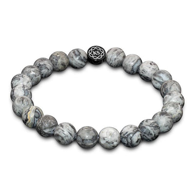 Perlenarmband aus grauem Bilder-Jaspis