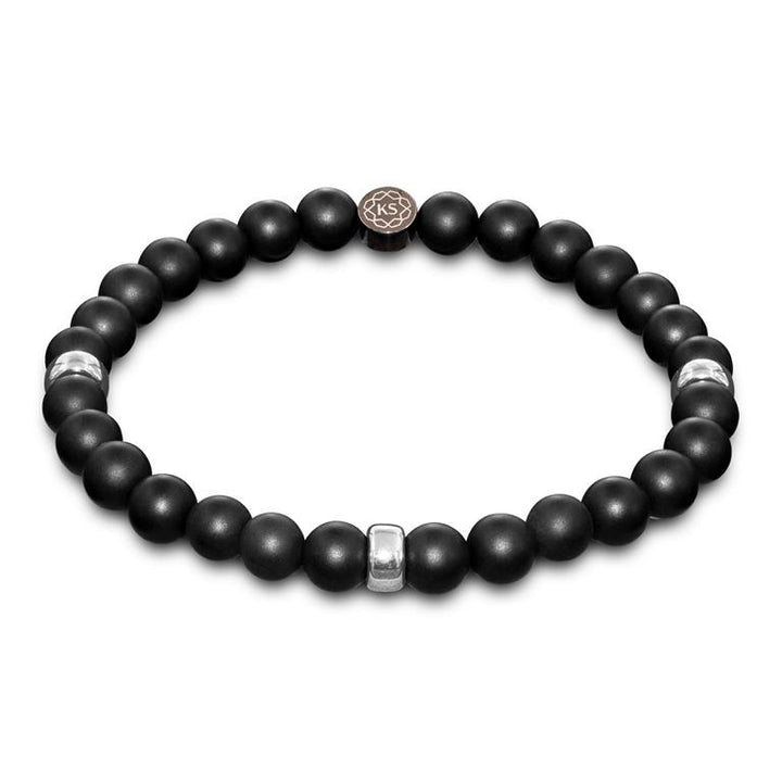 Herren SkyFlex-Armband aus Onyx &amp; 925 Silber in 6mm