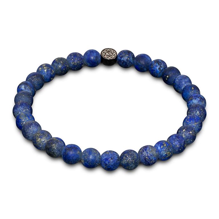 Perlenarmband aus matt gefrostetem Lapislazuli