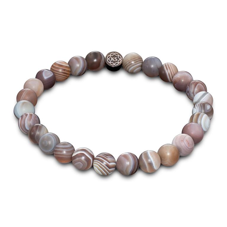 Damen Perlenarmband aus mattem Botswana-Achat