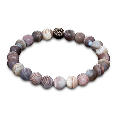Damen Perlenarmband aus mattem Botswana-Achat