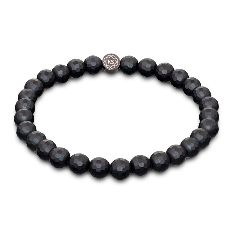 Perlenarmband aus matt facettiertem Onyx