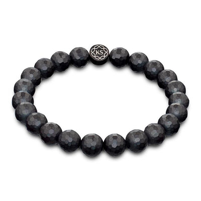 Perlenarmband aus matt facettiertem Onyx