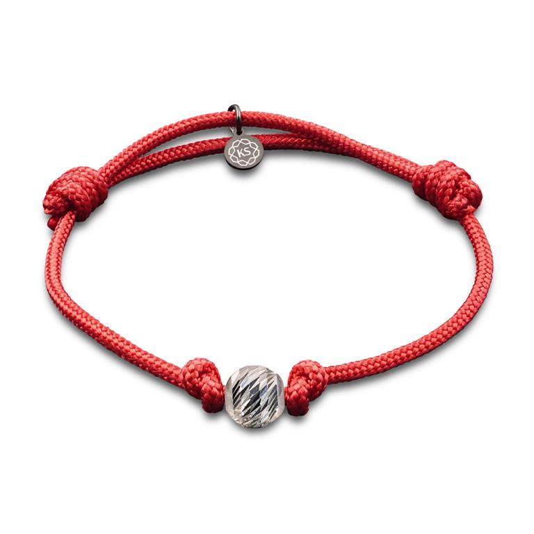 Damen Schiebeknotenarmband mit facettierter Kugel aus 925-Silber in 8mm