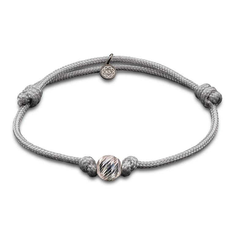 Damen Schiebeknotenarmband mit facettierter Kugel aus 925-Silber in 8mm