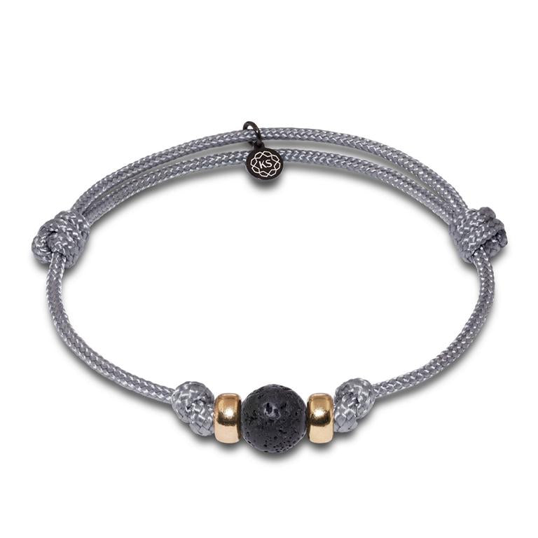 Schiebeknotenarmband mit 24 Karat vergoldetem 925 Silber & Lavastein in 8mm