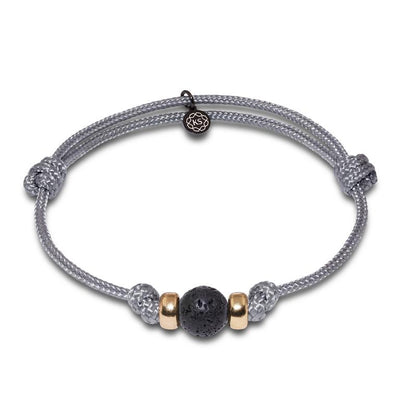 Schiebeknotenarmband mit 24 Karat vergoldetem 925 Silber & Lavastein in 8mm