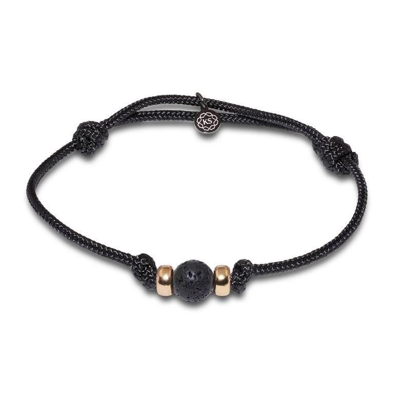 Schiebeknotenarmband mit 24 Karat vergoldetem 925 Silber & Lavastein in 8mm
