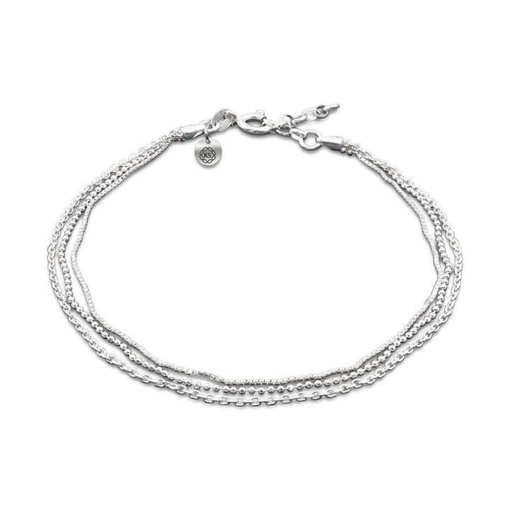 Damen Fußkette aus 925 Silber mit 3 verschiedenen Kettenarten